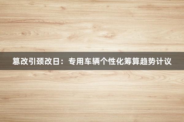 篡改引颈改日：专用车辆个性化筹算趋势计议